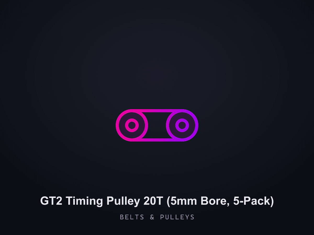 GT2 Timing Pulley 20T (5mm Bore, 5-Pack)