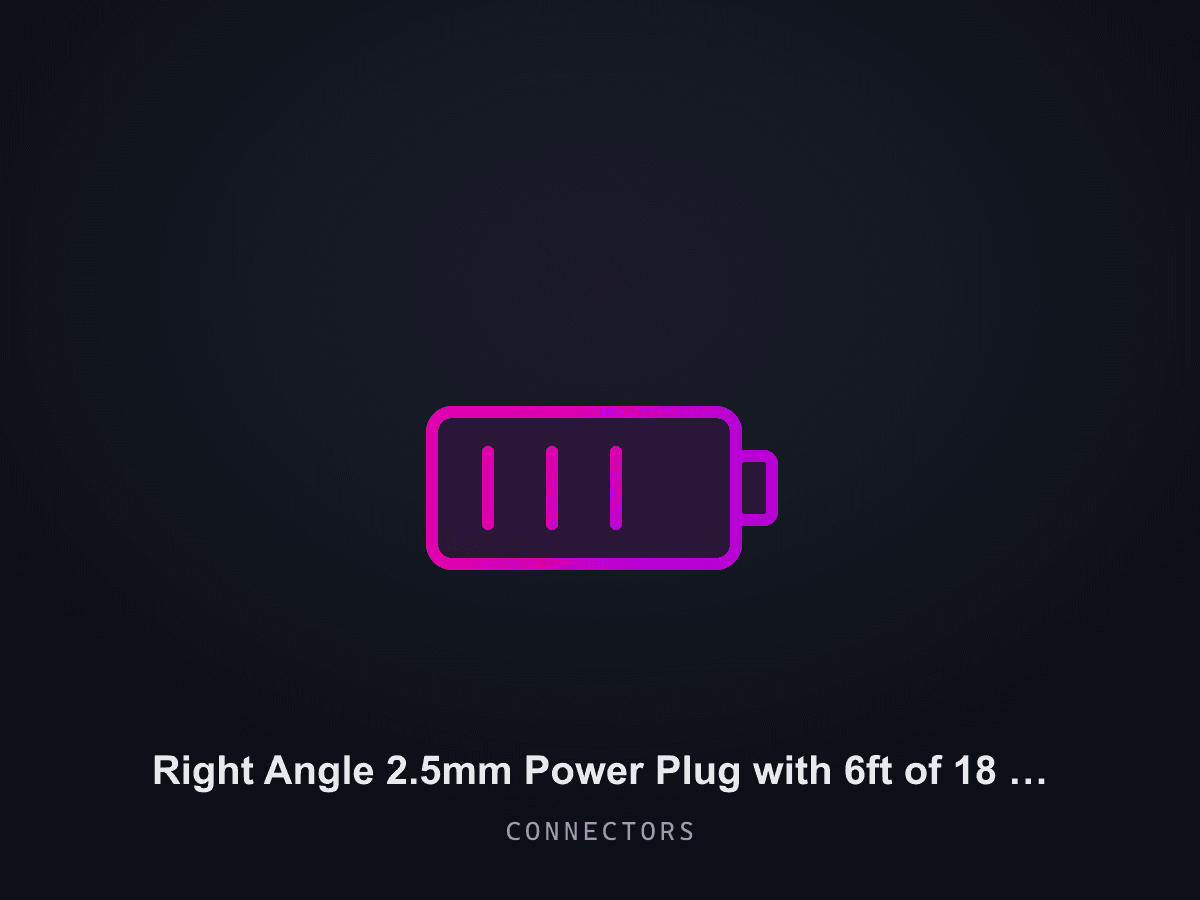 Right Angle 2.5mm Power Plug with 6ft of 18 gauge wire